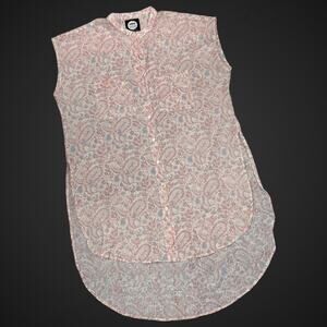 Alamwar Walk The Earth Hi Low Tunic Top 100% Cotton Semi Sheer Large